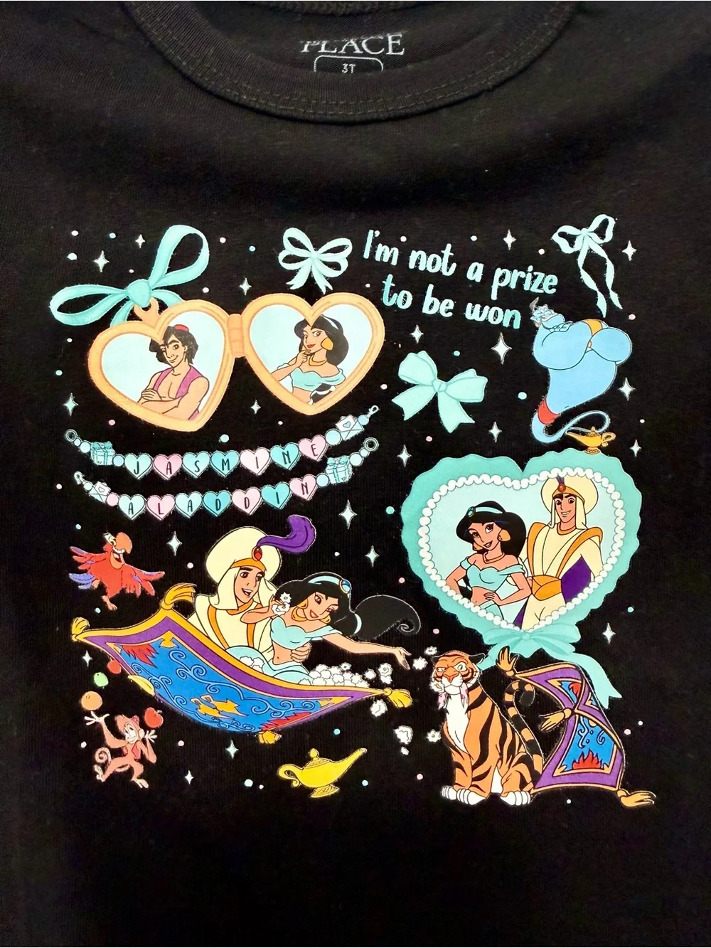 The Children's Place Black Disney Princess Graphic Tee with Pastel Accents